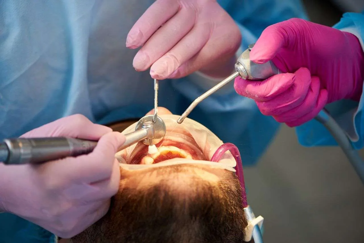 Patient Undergoing Surgical Orthodontics With Braces For Jaw Alignment Correction
